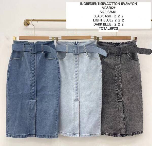 SpódnicE damskie jeansy (Francja produkt) Roz S-M-L, 1 Kolor Paczka 6 szt