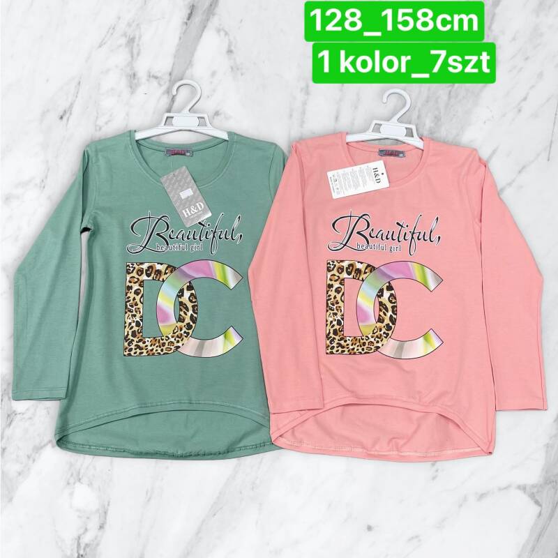 Bluzka dziewczęcy. Roz 128-158. 1 Kolor Paczka 7 szt 1