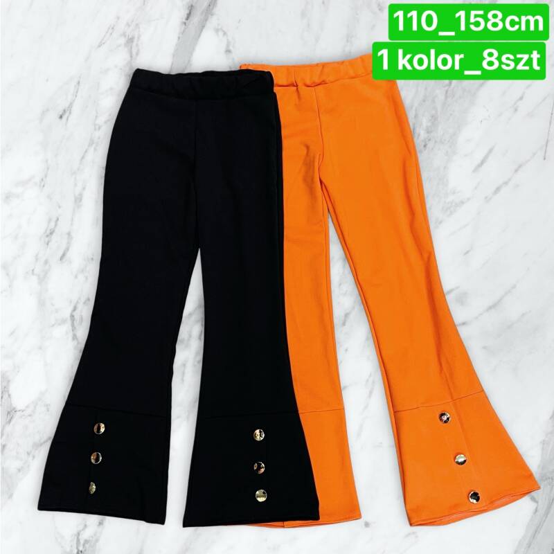 Spodnie dziewczęcy. Roz 110-158. 1 kolor Paczka 8 szt . 1