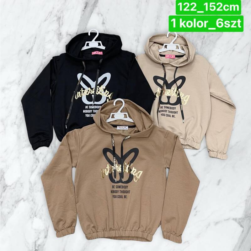 Bluza dziewczęcy. Roz 122-158 . 1 Kolor Paczka 6 szt 1