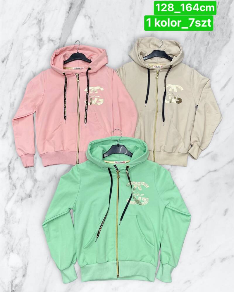Bluza dziewczęcy. Roz 128-164. 1 Kolor Paczka 6 szt 1