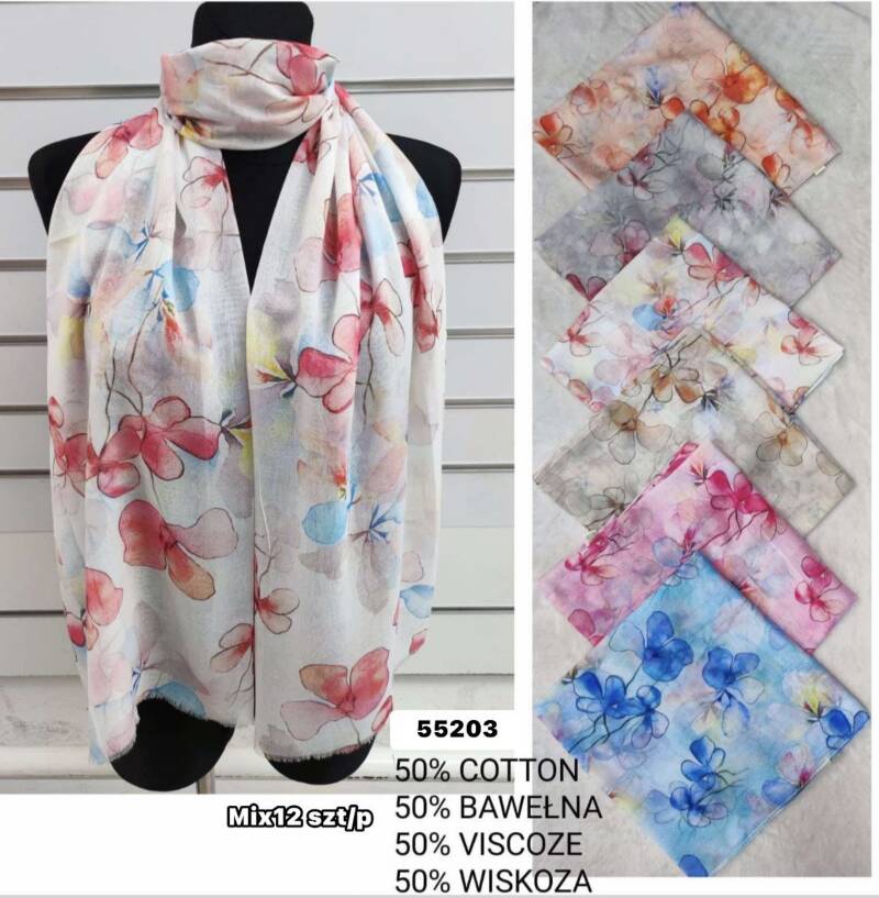 Szaliki damskie Roz Standard, Mix Kolor Paczka 12 szt