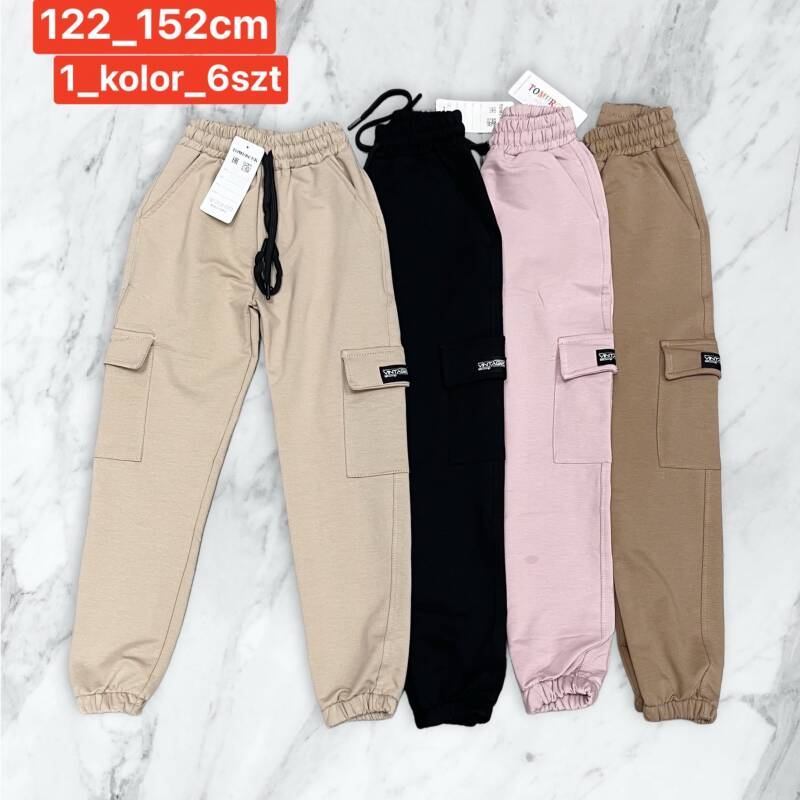 Spodnie dziewczęcy. Roz 122-152. 1 kolor Paczka 6 szt . 1