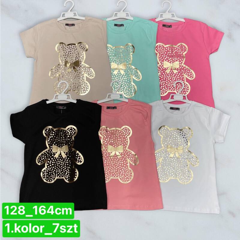 Bluzka dziewczęcy. Roz 128-164. 1 Kolor Paczka 7 szt 1