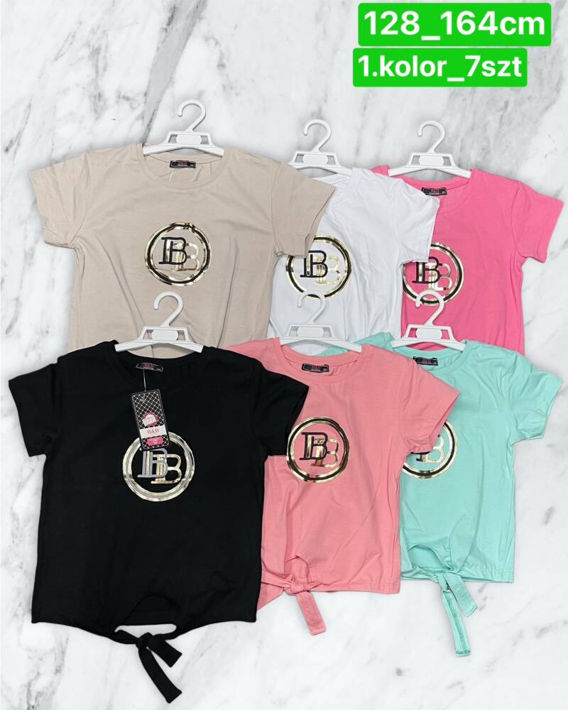 Bluzka dziewczęcy. Roz 128-164. 1 Kolor Paczka 7 szt 1