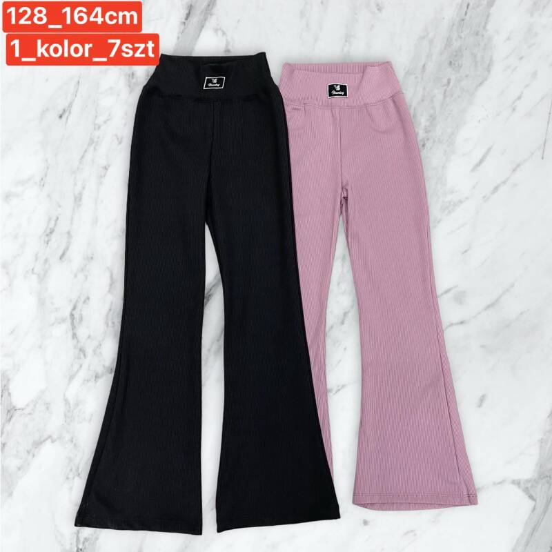 Spodnie dziewczęcy. Roz 128-164. 1 kolor Paczka 7 szt . 1