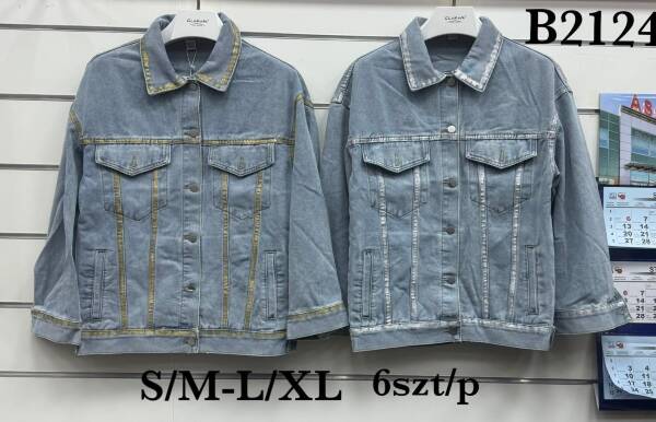 Kurtki damskie jeansy Roz S/M-L/XL, 1 Kolor Paczka 6 szt