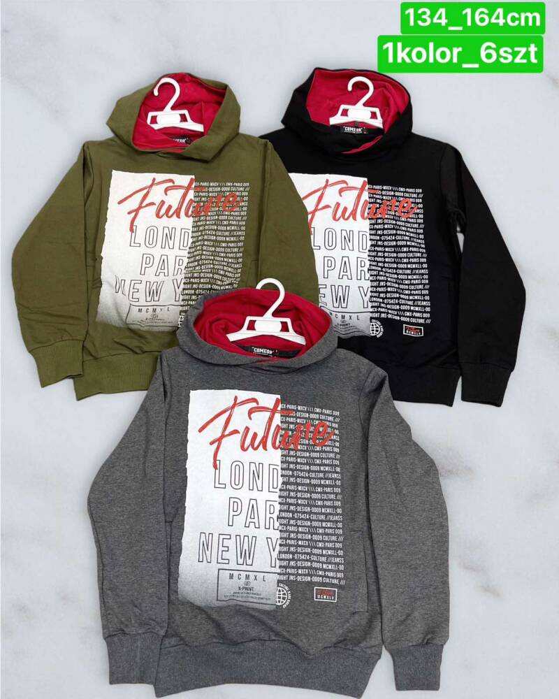 Bluza chłopięca Roz 134-164. 1 kolor Paczka 6 szt.