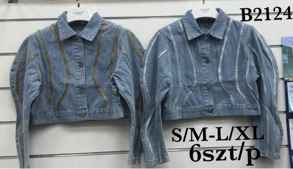 Kurtki damskie jeansy Roz S/M-L/XL, 1 Kolor Paczka 6 szt
