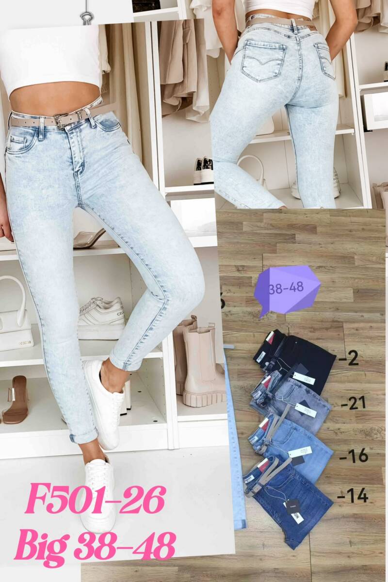 Spondnie damskie jeansy Roz 38-48, 1 Kolor Paczka 12 szt