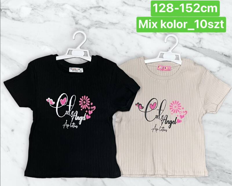 Bluzka dziewczęcy. Roz 128-152. Mix Kolor Paczka 10 szt