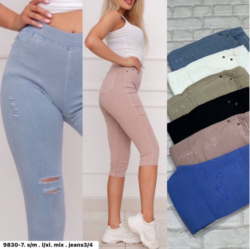 Spodnie damskie 7/8 Roz S-XL, Mix Kolor Paczka 12 szt 1