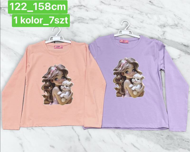 Bluzka dziewczęcy. Roz 122-158. 1 Kolor Paczka 7 szt