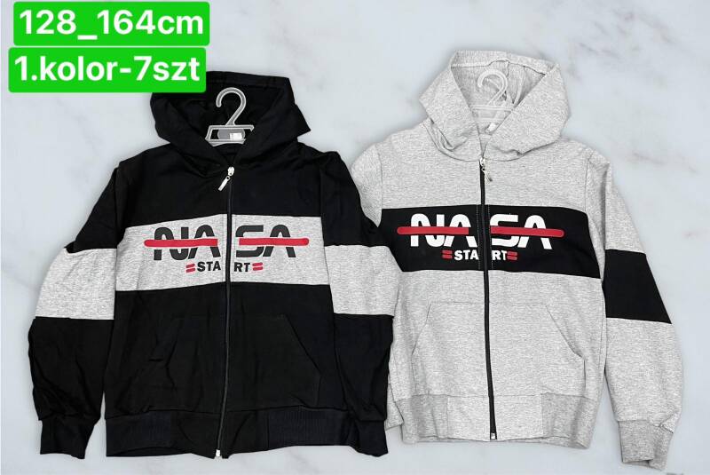 Bluza chłopięca Roz 128-164. 1 kolor Paczka 7 szt.