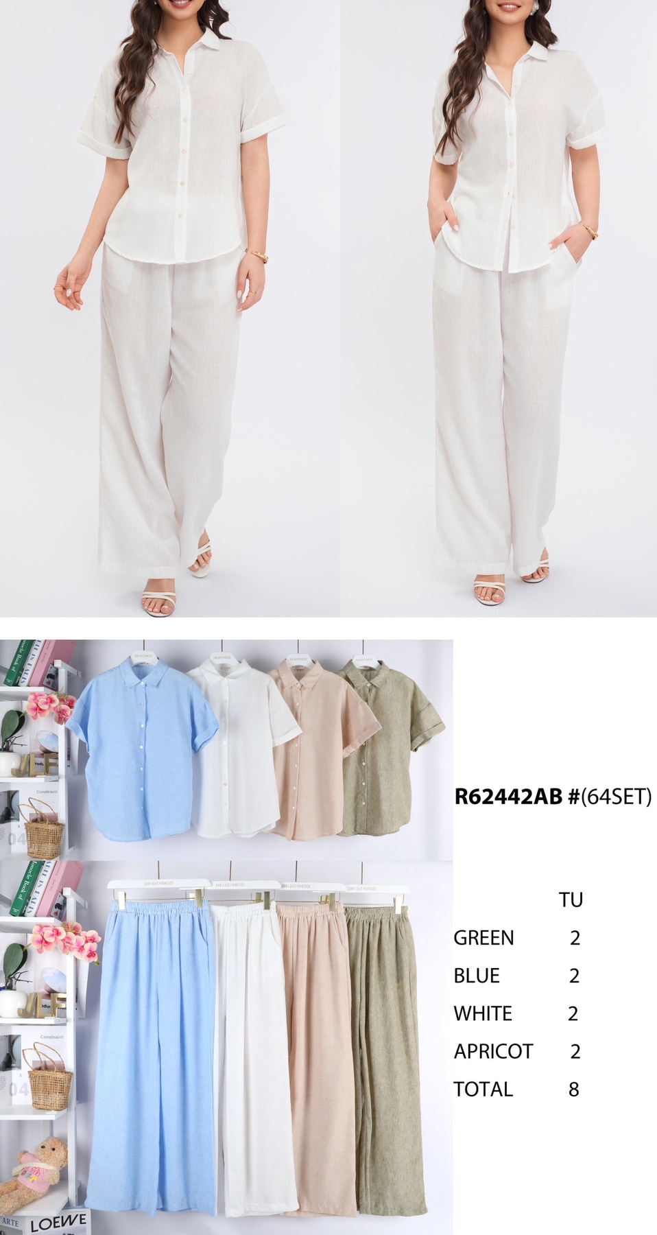 Komplet damskie (Francja produkt) Roz Standard, Mix Kolor, Paczka 8 szt