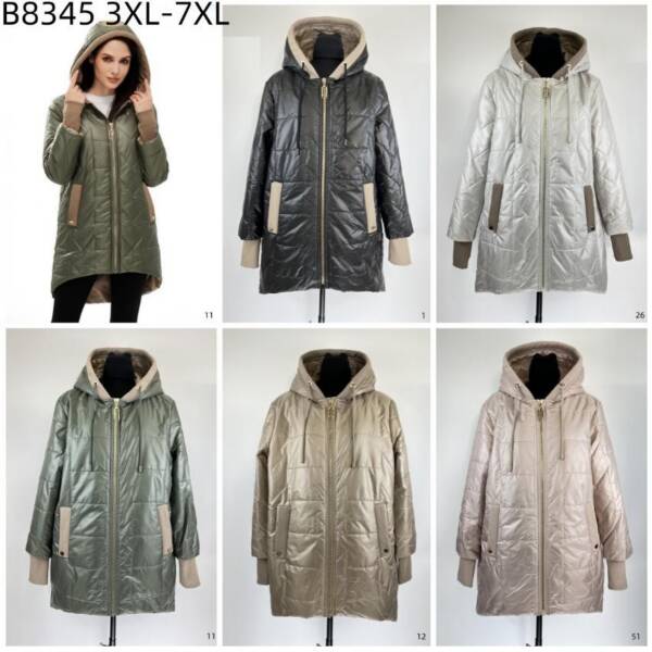 Kurtki damskie duże rozmiary Roz 3XL-7XL, 1 Kolor Paczka 5 szt 1