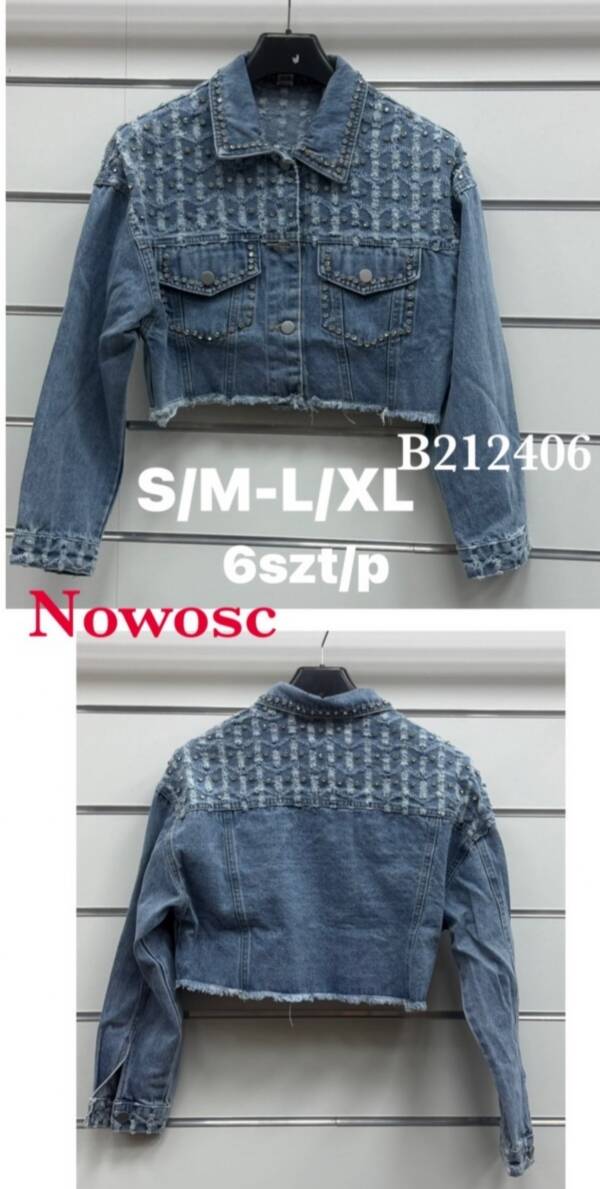 Kurtki damskie jeansy Roz S/M-L/XL, 1 Kolor Paczka 6 szt