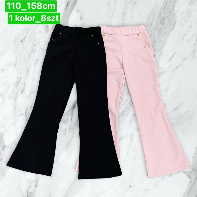Spodnie dziewczęcy. Roz 110-158. 1 kolor Paczka 8 szt .
