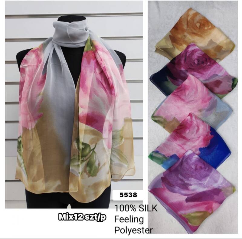 Szaliki damskie Roz Standard, Mix Kolor Paczka 12 szt