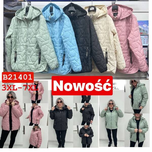 Kurtki damskie cienki Roz 3XL-7XL, 1 Kolor Paczka 5 szt