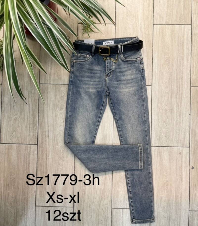 Spondnie damskie jeansy Roz XS-XL, 1 Kolor Paczka 12 szt 1