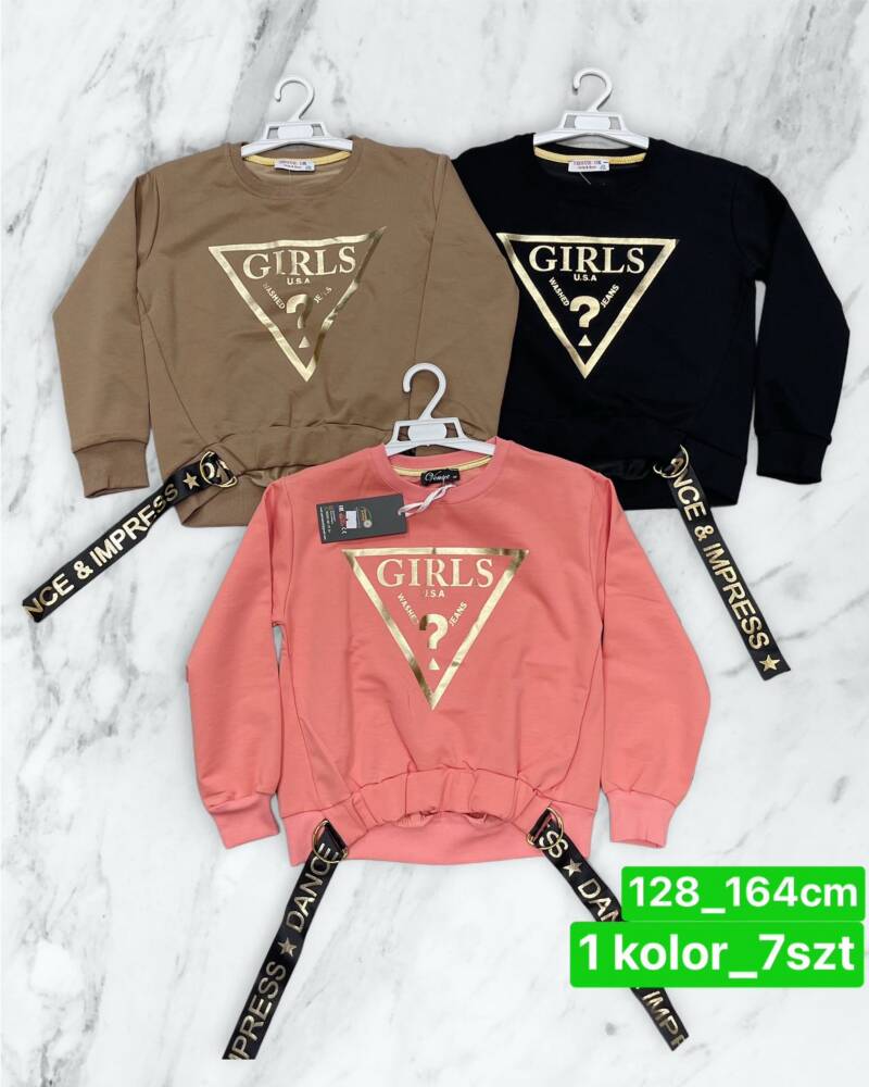 Bluzka dziewczęcy. Roz 128-164. 1 Kolor Paczka 7 szt