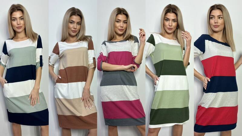 Sukienki damskie (Polska produkt) Roz 38-46 Mix Kolor Paczka 5 szt