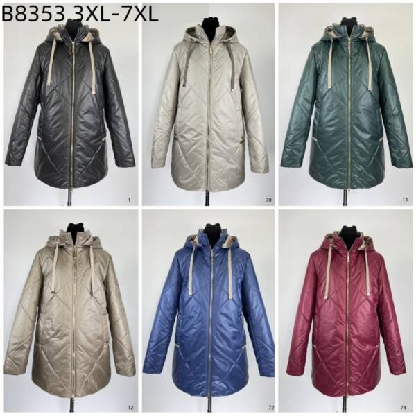 Kurtki damskie duże rozmiary Roz 3XL-7XL, 1 Kolor Paczka 5 szt 1