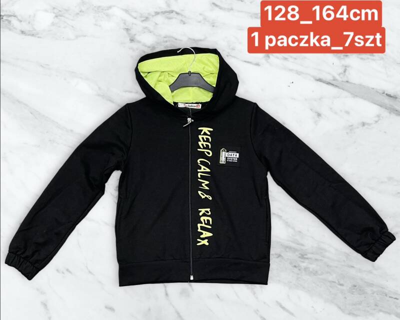 Bluza chłopięca Roz 128-164. 1 kolor Paczka 7 szt. 1