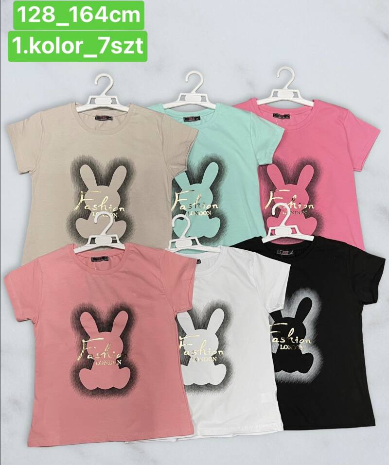 Bluzka dziewczęcy. Roz 128-164. 1 Kolor Paczka 7 szt