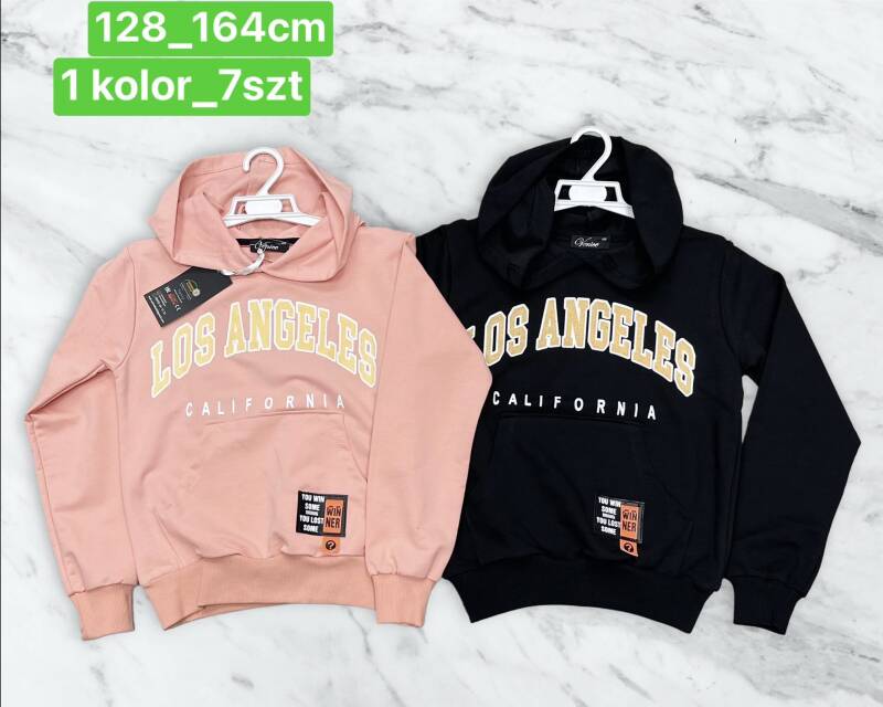 Bluza dziewczęcy. Roz 128-164. 1 Kolor Paczka 7 szt