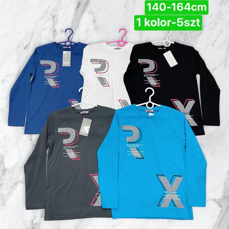 Bluzka chłopięca Roz 140-164. 1 kolor Paczka 5 szt .