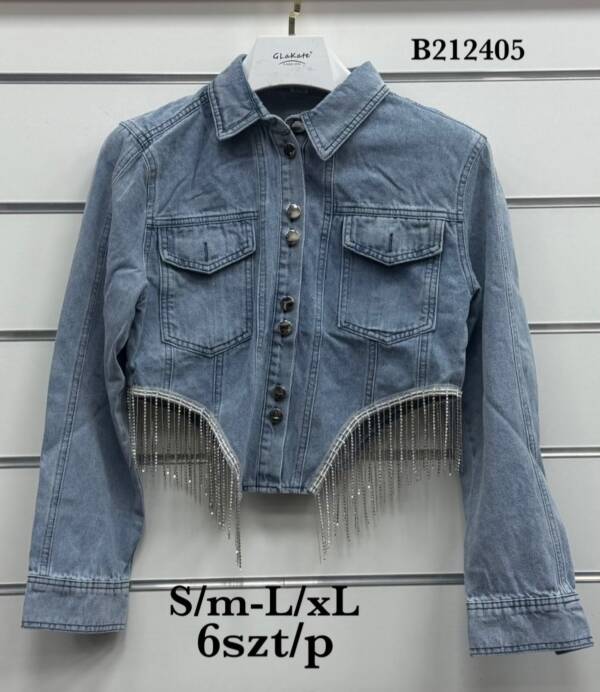 Kurtki damskie jeansy Roz S/M-L/XL, 1 Kolor Paczka 6 szt