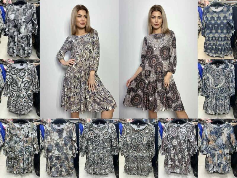 Sukienki damskie (Polska produkt) Roz 44-50 Mix Kolor Paczka 5 szt