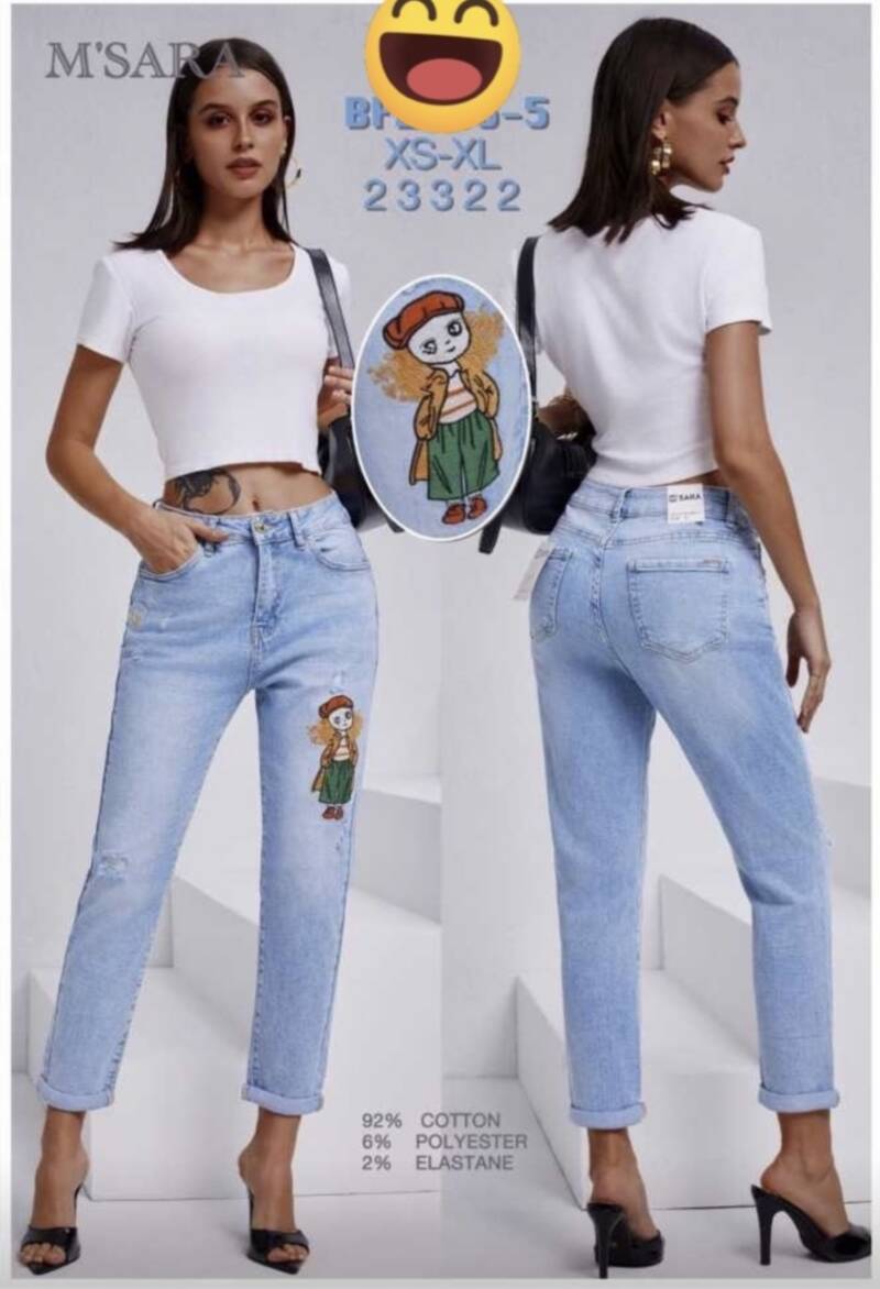 Spodnie damskie jeansy Roz XS-XL, 1 Kolor Paczka 12 szt 1