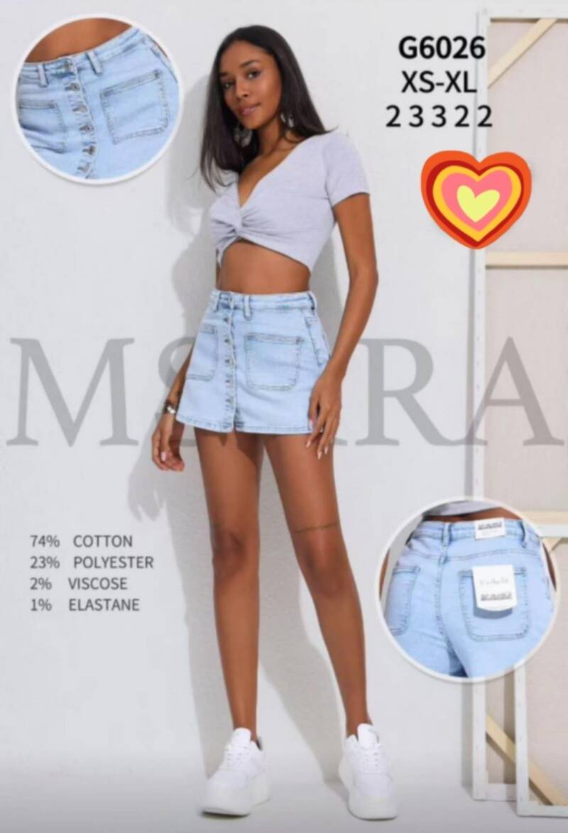 Szorty damskie jeansy Roz XS-XL, 1 Kolor Paczka 12 szt 1