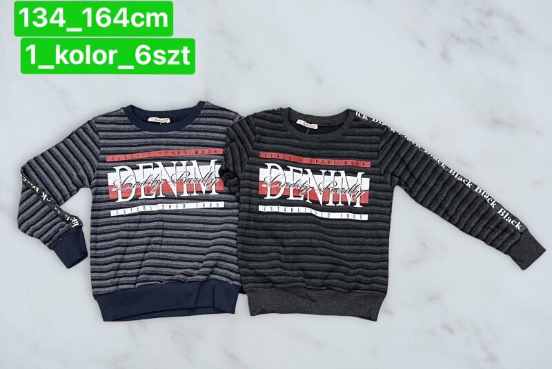 Bluzka chłopięca Roz 134-164. 1 kolor Paczka 6 szt . 1