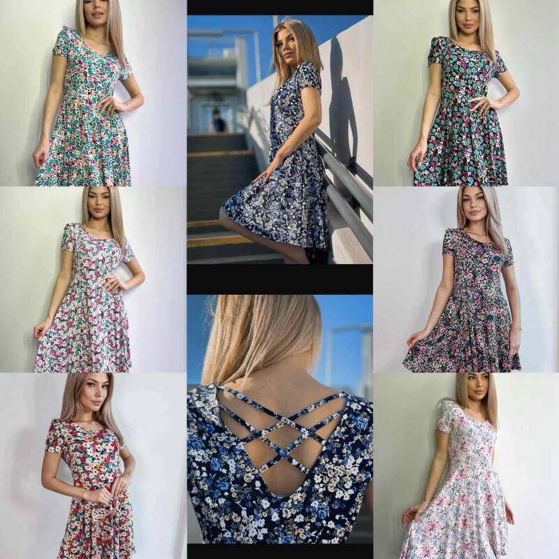 Sukienki damskie (Polska produkt) Roz 38-44 Mix Kolor Paczka 5 szt