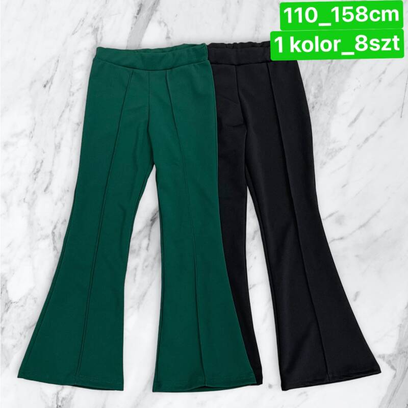 Spodnie dziewczęcy. Roz 110-158. 1 kolor Paczka 8 szt .