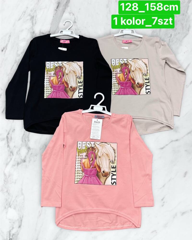 Bluzka dziewczęcy. Roz 128-158. 1 Kolor Paczka 7 szt