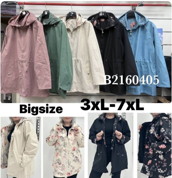 Kurtki damskie cienki Roz 3XL-7XL, 1 Kolor Paczka 5 szt