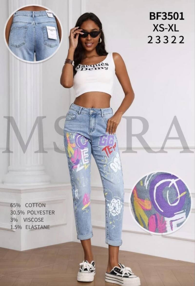 Spondnie damskie jeansy Roz XS-XL, 1 Kolor Paczka 12 szt