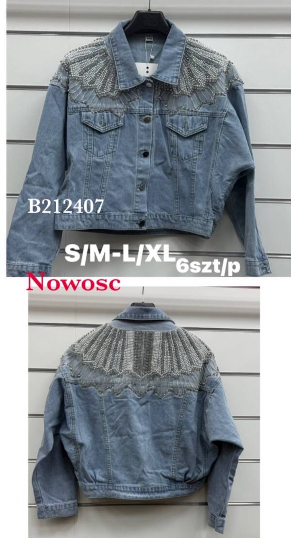 Kurtki damskie jeansy Roz S/M-L/XL, 1 Kolor Paczka 6 szt 1