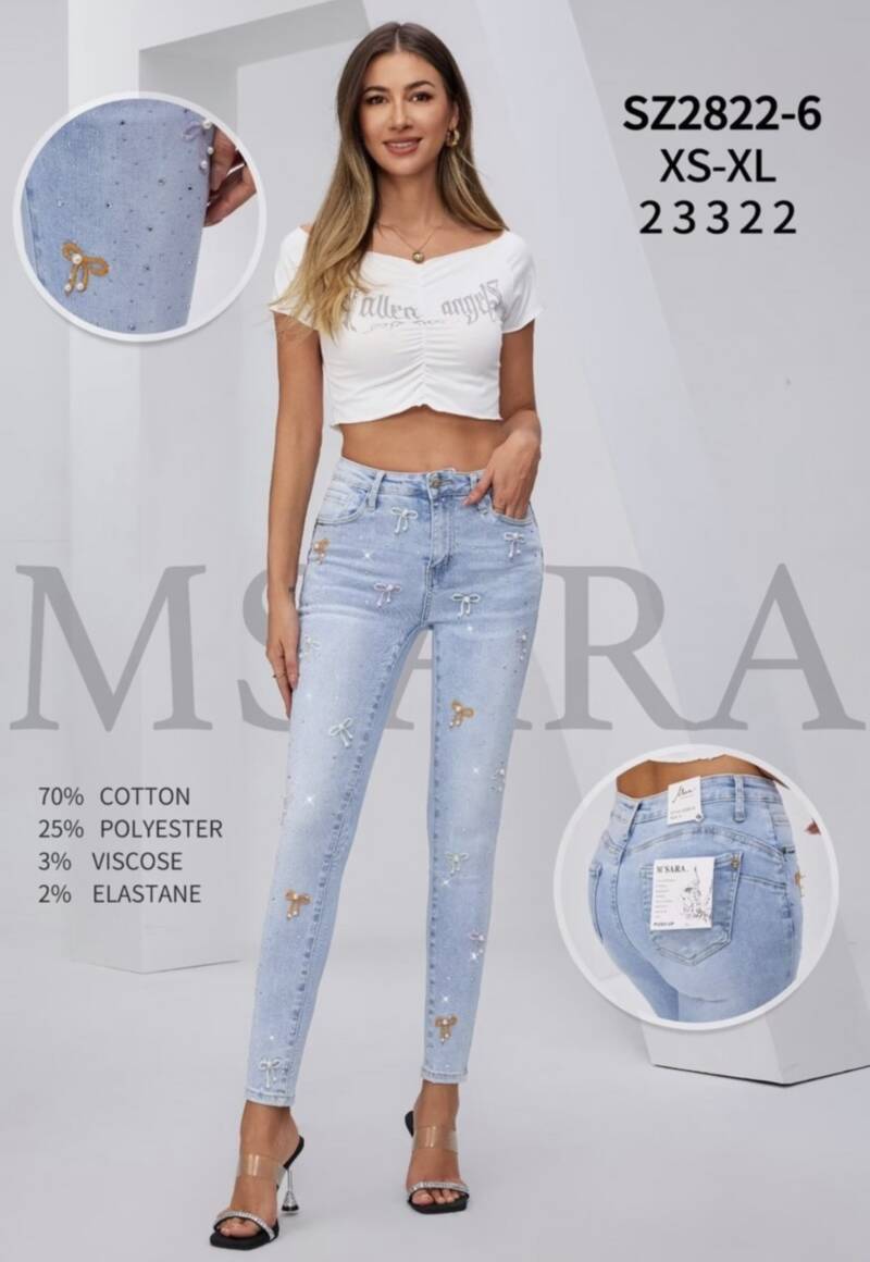 Spondnie damskie jeansy Roz XS-XL, 1 Kolor Paczka 12 szt